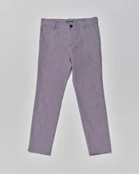 Pantalone Junior blu in misto lino e cotone effetto denim a gamba dritta