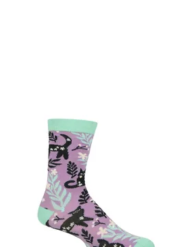 Pair Shared Earth Bamboo Black Cats Socks Multi 7-12 - Multi Coloured - Size: 7-12 - SockShop - FashionsVida