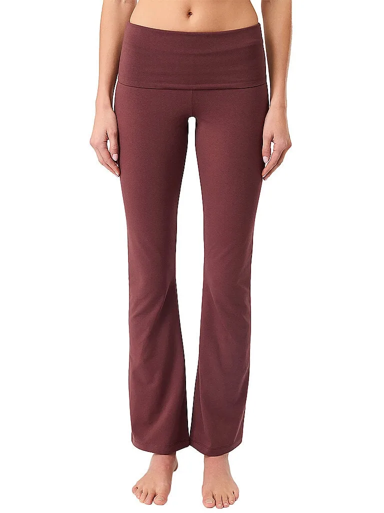 Damen Yoga Hose Classic Rolldown dunkelrot M W - Mandala - FashionsVida