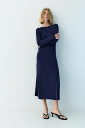 Draped Flowing Cupro Midi Dress (Size: )