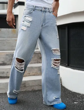 Jeans acampanados y rotos para hombres - Shein - FashionsVida