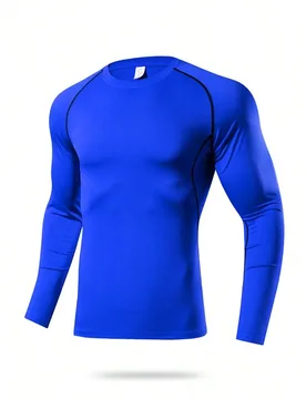 Pieza Camiseta de compresión de manga larga para hombre, capa base ajustada para entrenamiento de núcleo, deportes de primavera - Shein - FashionsVida