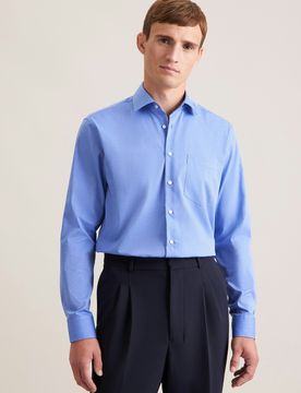 Regular Business Hemd Uni Blau 48