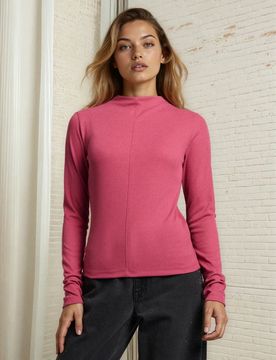 Blusa a coste con scollo alto - altro