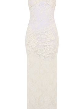 Long Lace Dress with Heart Neckline