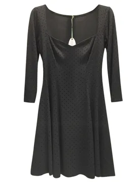 French Couture Jersey & Velvet Dot Sweetheart Dress - Bespoke - FashionsVida
