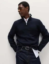 Lambswool Blend Half Zip Jumper Dark Navy male