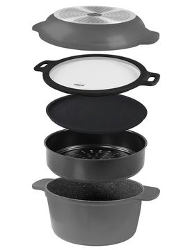STONELINE Koch- und Back-Set 5-teilig mit Deckeln - Schwarz