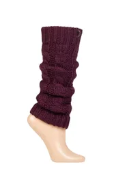 Pair Dark Heather Chunky Cable Knit Leg Warmers Ladies One Size - - Purple - Size: One Size