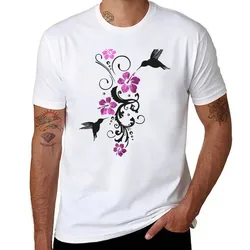 With floral Hummingbirds hibiscus, T-Shirt Plus Size All Match Tee Shirt