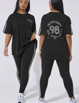 The Motivation Club' Active T-Shirt - Black - Size: 26-28 - Yours - FashionsVida
