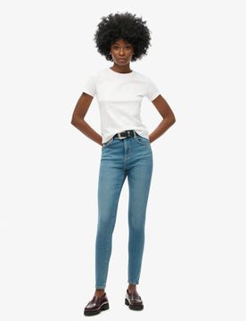 Superdry Damen Skinny Jeans aus Bio-baumwolle mit Hohem Bund Blau - Größe: 26/32