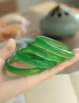 Lime natural chalcedony bracelet, spinach green high ice agate bangle, narrow band for young mothers and women - Aliexpress - FashionsVida