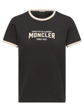 Style Embossed Logo Crewneck Cotton T-Shirt with Contrasting Trim