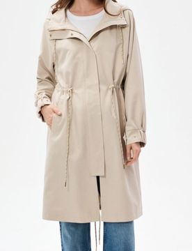 Parka lunga con cappuccio - panna