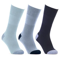 Extra Roomy Cotton‑rich Softhold® Seam‑free Contrast Heel & Toe Socks - Mixed Blues - Size: S