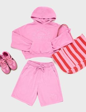 Felpa con cappuccio e ricamo - rosa