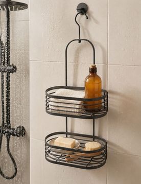 Organizer da bagno sospeso a due livelli - nero
