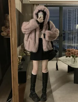 Winter New Women's Elegant Lined Fur Loose Coat Y2k Fur Collar Hood Thick Stylish Parka Casual Padded Jacket - Aliexpress - FashionsVida
