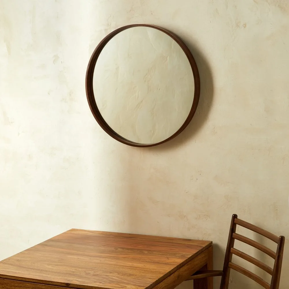 Espejo de pared redondo de madera de nogal Murray Room - El Corte Inglés - El Corte Inglés - Room - FashionsVida
