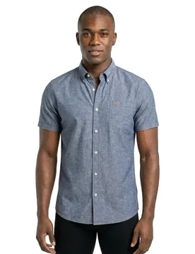 Camicia A Maniche Corte 26cn506s Navy Sky Melange S - Nza New Zealand - FashionsVida