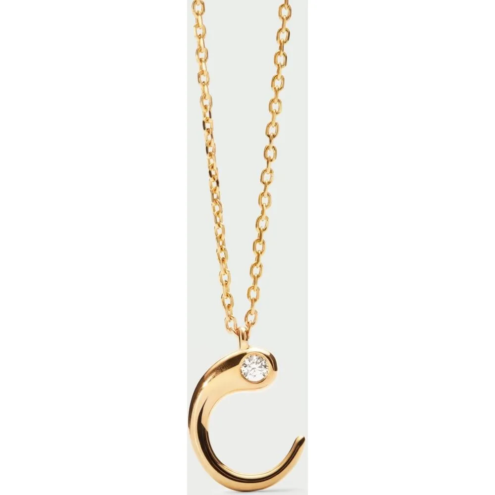 Colgante Inicial C de plata dorada y circonita - PDPAOLA - FashionsVida