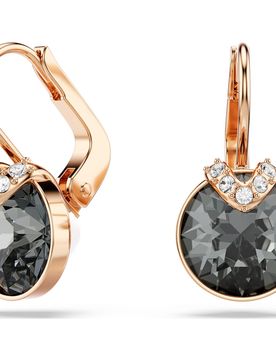 Bella V Drop-OhrhÃ¤nger, Rundschliff, Grau, 18K RosÃ©goldbeschichtet Unisex OS