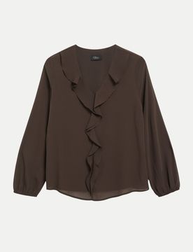 BLACK LABEL Crêpe-Bluse mit V-Ausschnitt Braun 44