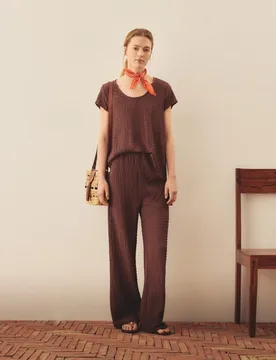 Pantalón de mujer de punto gofrado - Southern Cotton - FashionsVida