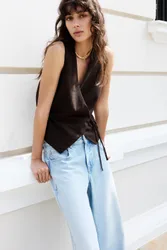 Rustic Linen-Blend Waistcoat (Size: )