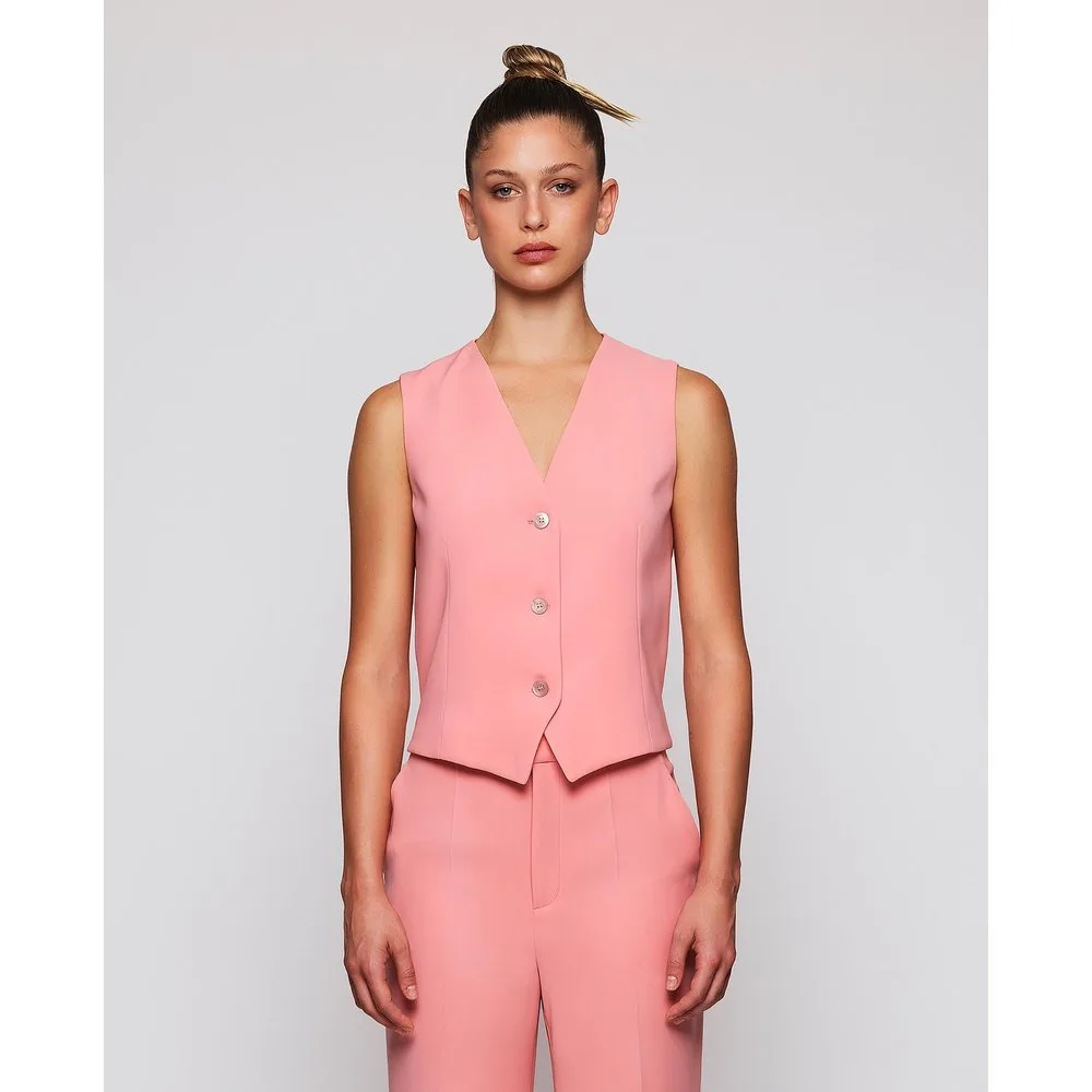 Chaleco de mujer sastre semi-entallado con cierre de botones - Mirto - FashionsVida