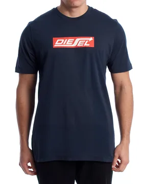 Mens Short Sleeve Cotton T-Shirt A18996_rpati - Blue - Size X-Large - Diesel - FashionsVida