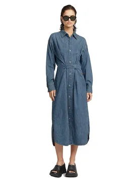 Robe à Manches Longues Long Tab Faded Cricket Blue M - G-Star - FashionsVida