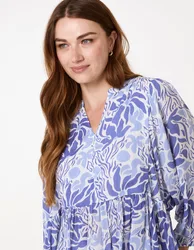 Crinkle Tunic Top - S/M / BLUE - female