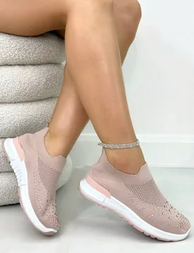 Women's Sparkle Contrast Motion Stretch Sock Slip On Trainers in Pink Size: 4 - Pink - Size: 4 - Love Lemonade - FashionsVida