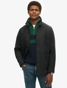 Superdry Herren Merchant Strukturierte Hemdjacke Dunkelgrau - Größe: L - 169.99 - FashionsVida
