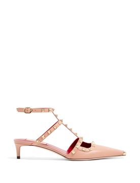 Rockstud T-Strap Ankle Strap Pumps, Size 40