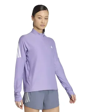 Felpa Con Mezza Zip Adi365 Iconic Running Magic Lilac L
