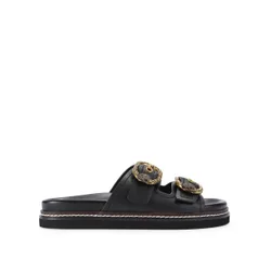 Womens Leather Mayfair 2 Buckle Sandal Sandals - Black - Size Uk 6