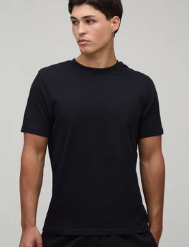 Mens Slim Basic T-Shirt - Black Cotton - Size Large - boohooMAN - FashionsVida