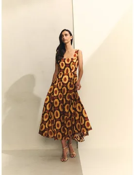 Vestido tirantes estampado geométrico - Hannibal Laguna Collection - FashionsVida