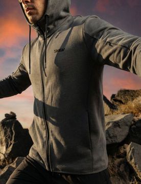 Top da jogging con zip e cappuccio SNSY PERFORMANCE - verde scuro