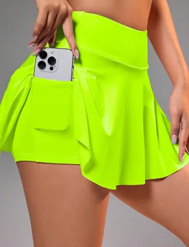 Falda de mujer con bolsillo, adecuada para bádminton, tenis, yoga, fitness, running, maratón - Shein - FashionsVida