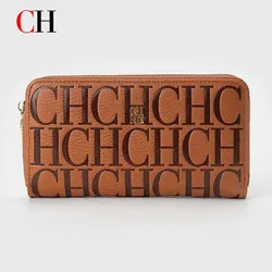 Fashion Brand CH Monogram Wallet Stylish Textured Large Capacity Women's Zipper Purse Trendy Essential Accessory