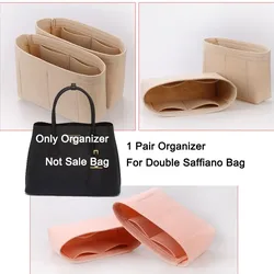 Pair Felt Bag Insert Organizer For Double Saffiano Leather Bag , Handbag Inner Liner Bag In Bag Shaper Storage Pouch