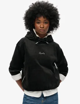 Superdry Damen Locker Geschnittenes Country Club Velours-hoodie Schwarz - Größe: 42 - 79.99 - FashionsVida