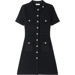 Vestido corto de punto abotonado