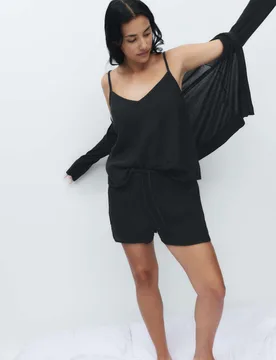 Muslin Cami Shortie Pyjama Set Black female - M&S - FashionsVida