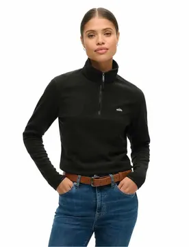 Felpa Con Mezza Zip Polar Fleece Crop Black M