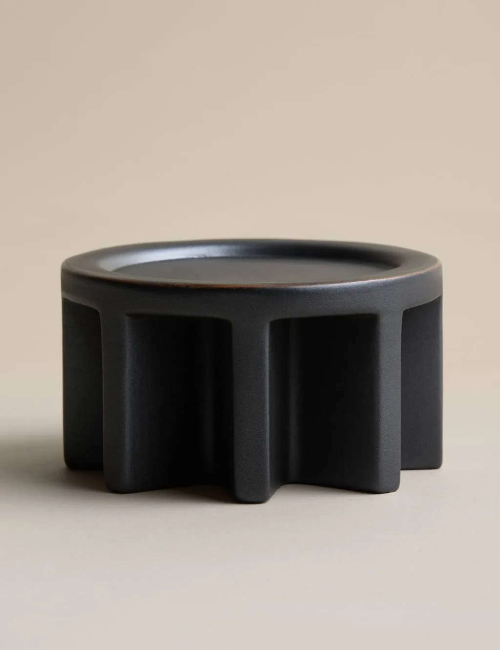 Ridged Pillar Candle Holder Anthracite - M&S X Kelly Hoppen - FashionsVida